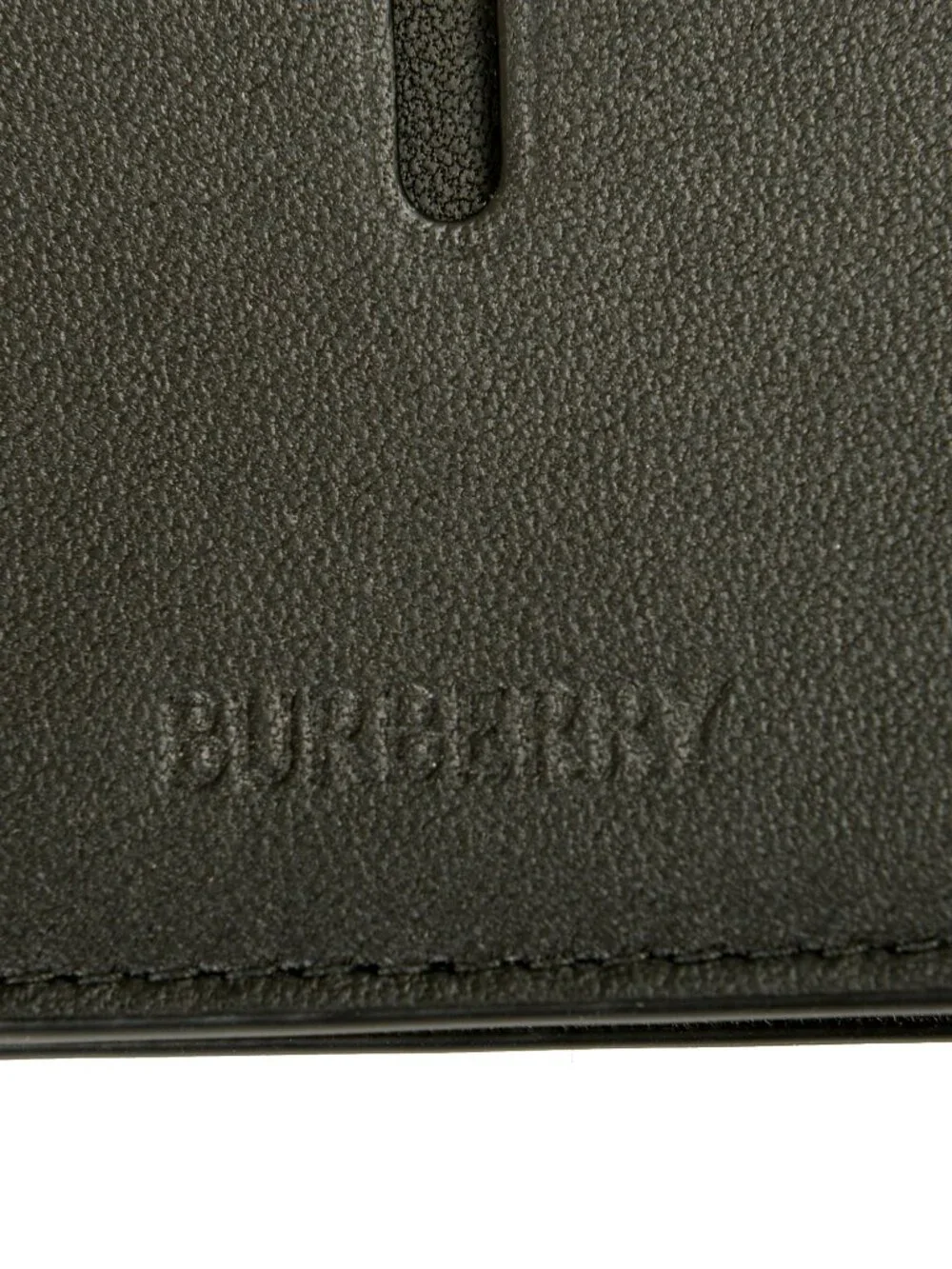 Burberry Unisex Black 100% Pebbled Leather Small Wallet Card Case